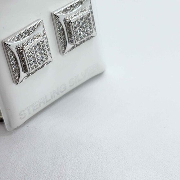 Brand New   Sterling Silver 925 Square  Design Earrings - Picture 2 of 4